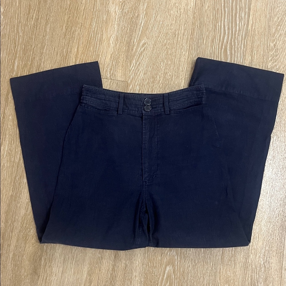 Apiece Apart Merida Navy Pants High Rise Sailor Cropped Trousers size 2 - Picture 9 of 11